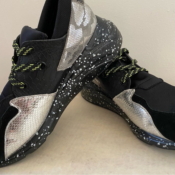 Steve Madden Men's Ridge Black & Silver Leather Sneakers Size 10M - Picture 5 of 9